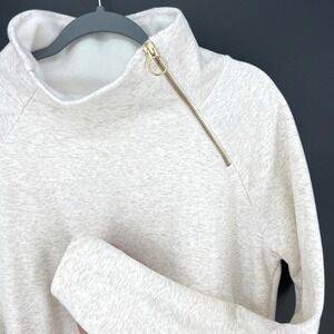 Athleta Cozy Karma Asym Sweatshirt Dress sweater Medium comfort oatmeal